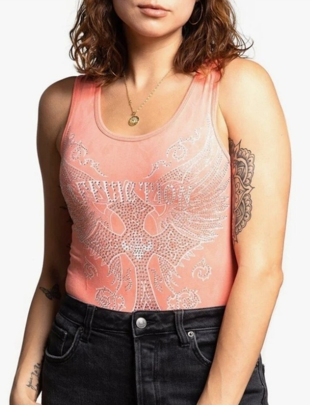 NWT | Affliction Margo Wings Rhinestone Bodysuit | 2XL